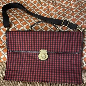 Fossil Buffalo Check Plaid Red Black Laptop Bag